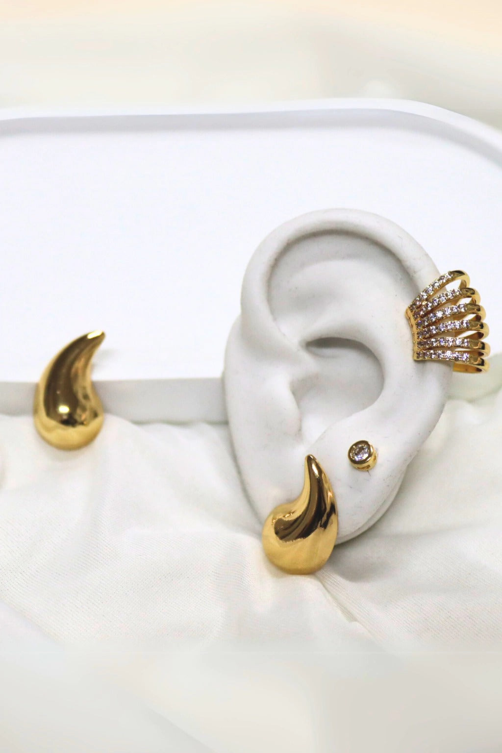 TRIO DE BRINCOS GOTA+PONTO DE LUZ E PIERCING FAKE-BR00018